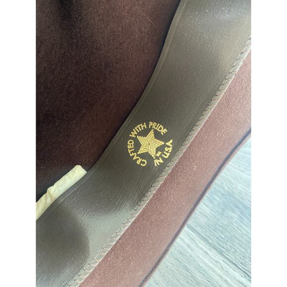 Fedora Hat 100% Wool Brown, 7" Made In USA Indiana Jones - Picture 3 of 4